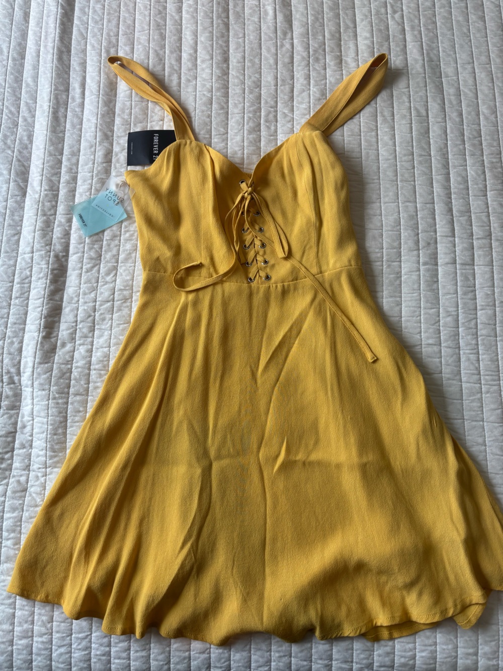 Forever 21 Yellow Lace-Up Sundress